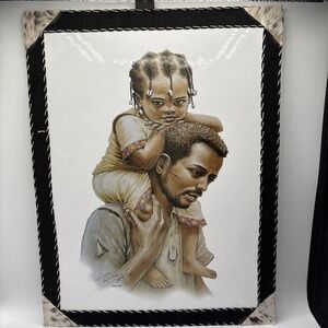 Ethiopian Pic. 13"x17" Handmade Leather Frame Wall Hanging "Long Trip"Adis Gebru